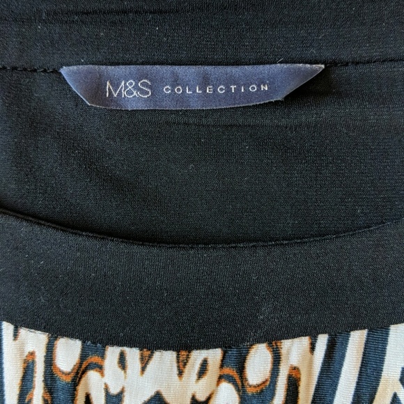 Long stretchy tunic black/cream/brown print - Picture 6 of 8